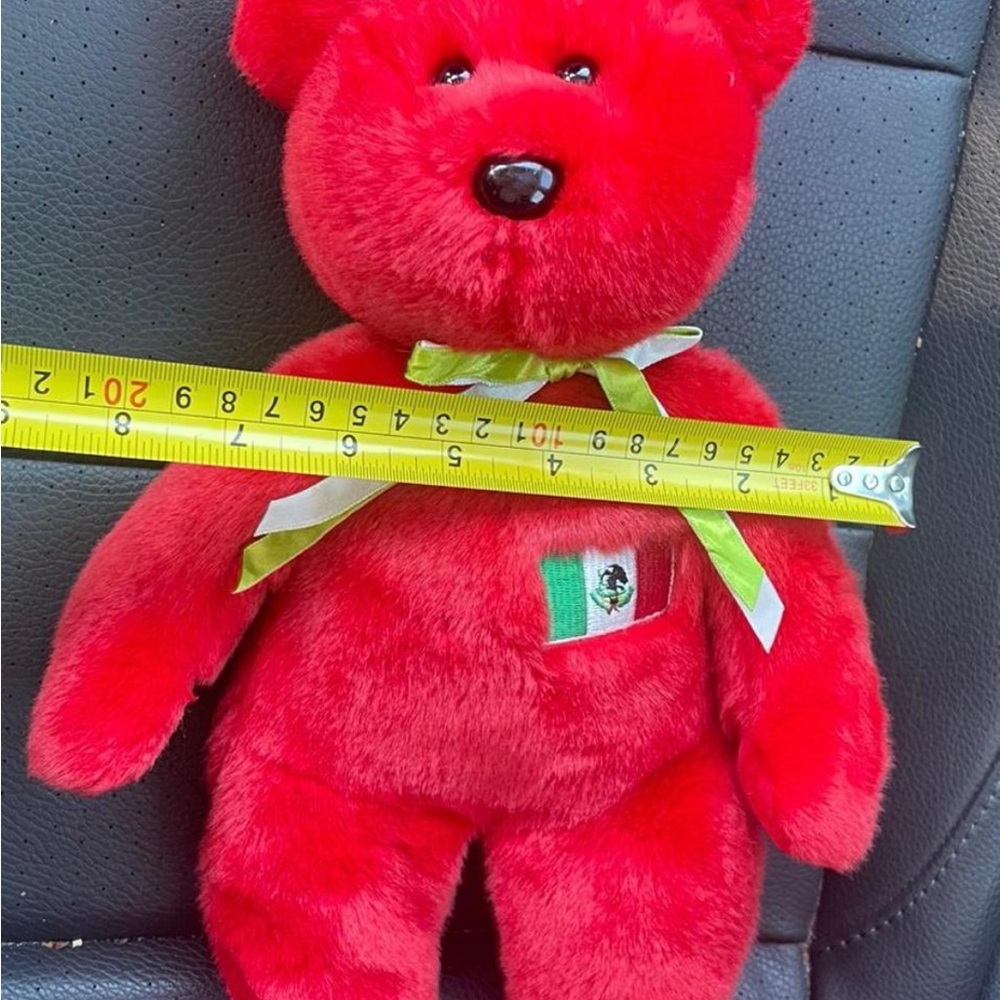 Ty OSITO 1999 BEANIE BUDDIES COLLECTION Red Plush Bear with Ribbon - Picture 8 of 8